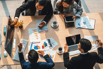 Poster - business people group meeting shot from top view in office . profession businesswomen, businessmen a