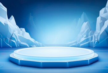 Poster - Cool ice show podium stage blue 3d background