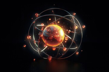 Wall Mural - atomic nucleus electrons neutrons protons. model shows that an atom is mostly empty space, with elec