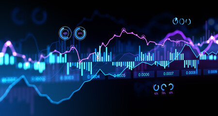 Poster - Forex diagrams and stock market data with lines and dynamics
