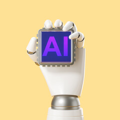 Poster - Robot hand holding AI chip