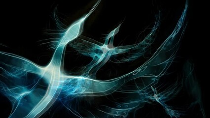 Poster - Flying phoenix bird as symbol of rebirth and new beginning. Loop Animation.