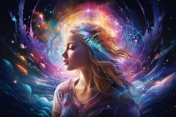 Psychic waves experimentation, psychedelia, and bold mental, emotional, and spiritual journey, journey into wellness with psychic waves. ai generative