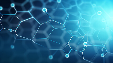 Poster - Blue Abstract hexagons pattern for technology and medical background 