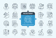 © Genestro - Editable line Recruitment outline icon set. Career, Human Resources, Staff, Analysis, Candidate, Interview, Contract, Headhunting. Editable stroke icons EPS