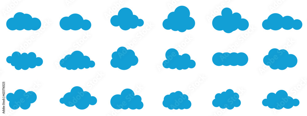 Clouds in the sky. Abstract blue cloud set isolated on white background ...