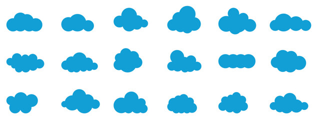 Wall Mural - Clouds in the sky. Abstract blue cloud set isolated on white background. Vector illustration.