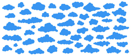 Wall Mural - Clouds in the sky. Abstract blue cloud set isolated on white background. Vector illustration.