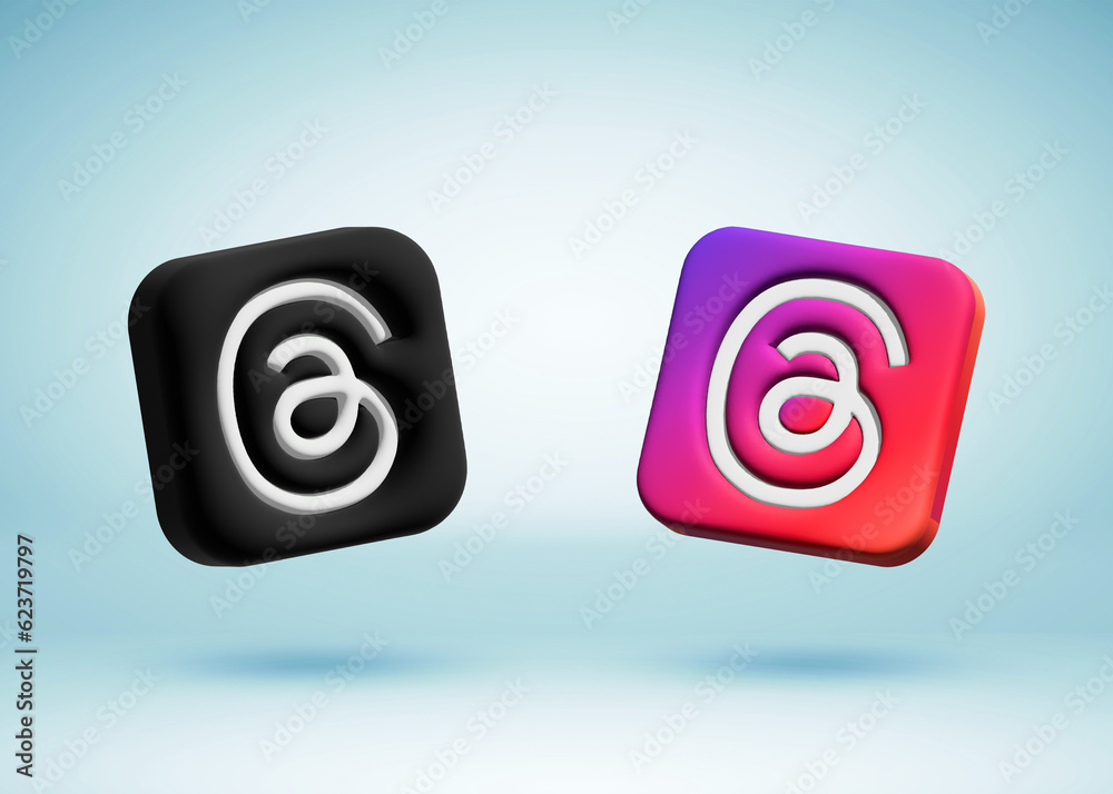 Fotografie 3d Threads logo. Threads by Meta. Threads social network by ...