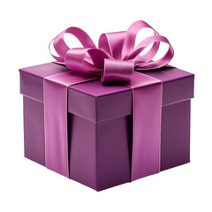 Wall Mural - purple gift box isolated on transparent background cutout