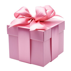 Wall Mural - pink gift box isolated on transparent background cutout
