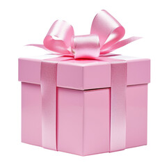 Wall Mural - pink gift box isolated on transparent background cutout