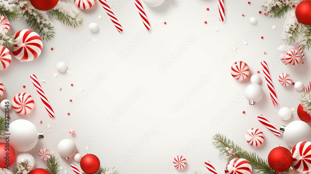 White Background with christmas candy canes and pine Stock Illustration ...