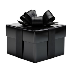 Wall Mural - black gift box isolated on transparent background cutout