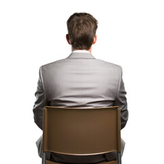 Wall Mural - professional person sitting on desk isolated on transparent background cutout