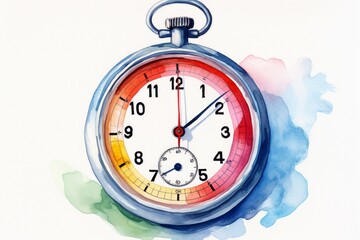 Poster - Watercolor stopwatch sport. Generate Ai