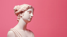 Female Statue On Pink Background