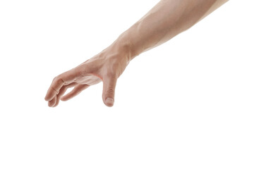 Wall Mural - man hand to grab something isolated on white background