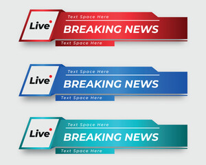 tv news bar. bars newspaper. social media bars. Television broadcast media title banner. title bar