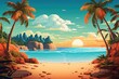 Beauty beach illustration, AI generated Image