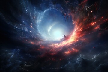 Wall Mural - glowing wormhole opening in deep space