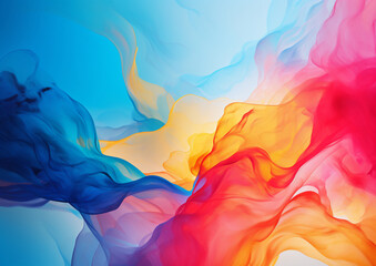 Poster - Watercolour paint with swirl waves abstract background,Colorful background with vibrant colors for wallpaper, Modern art concept,Generative Ai..