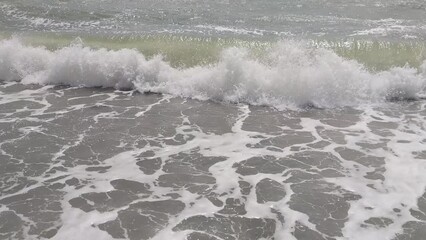 Poster - sea with waves in cloudy weather.