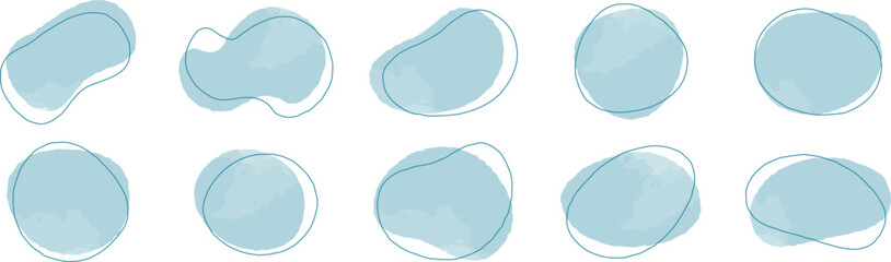 Wall Mural - かわいい抽象的なゆるゆるフレーム　水・雫・雨・青フレーム　　Set of cute abstract shapes.Vector loose frame.　vector water frame set.