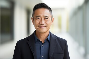 Portrait of a happy asian business man smiling at the camera