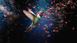Seltener Kolibri Eisvogel fliegt über dem Wasser, Nahaufnahme in Zeitlupe Zeitraffer schönes Hintergrund Bild, ai generativ