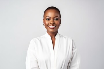 Wall Mural - Portrait of beautiful african american woman in white blouse