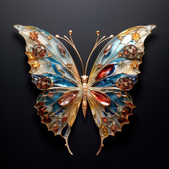 Wall Mural - A butterfly made of beautiful gemstones. Insect. Illustration, Generative AI..