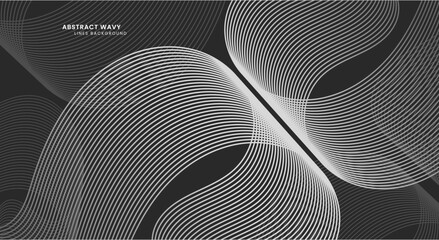 Wall Mural - Abstract black wavy lines background vector
