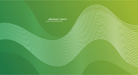 Wall Mural - Abstract green wavy lines background vector