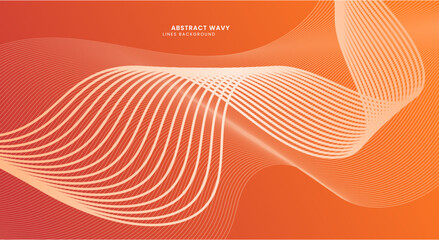 Wall Mural - Abstract orange wavy lines banner background vector