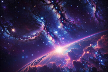 Wall Mural - colorful space galaxy cloud nebula. stary night cosmos. universe science astronomy. supernova backgr