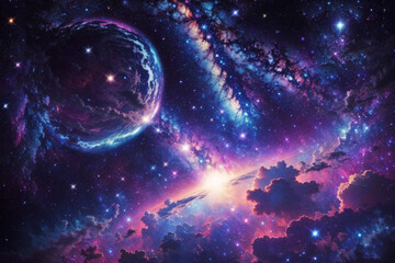 Wall Mural - colorful space galaxy cloud nebula. stary night cosmos. universe science astronomy. supernova backgr