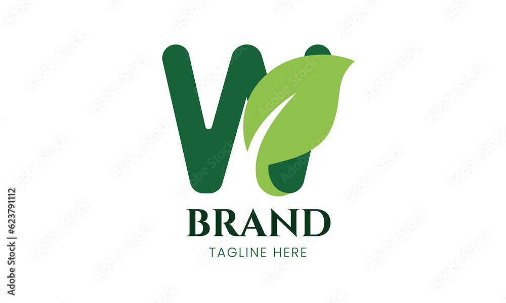 Letter W and leaf Logo. Nature Green color isolated on White Background ...