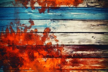 Wall Mural - A background of colourful wooden boards in vintage look.