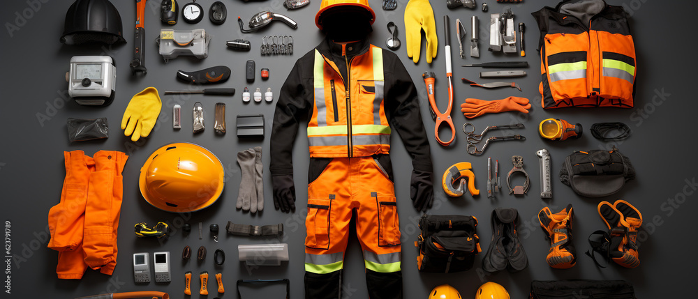 Various Industrial safety equipment to protect personal safety Stock ...