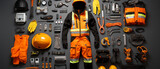 Fototapeta  - Various Industrial safety equipment to protect personal safety
