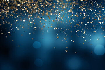 Gold confetti scattered on a blue background, creating a mesmerizing effect.