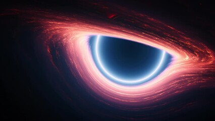 Wall Mural - Giant black hole in outer space. Concept 3d animation revealing wide shot. Interstellar wormhole as a dark star with swirling aura of cosmic nebula gas orbiting the singularity at high temperature.
