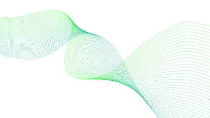 abstract colorful green lines on a white background. futuristic colorful blend wave lines on transpa