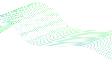 Abstract colorful green lines on a white background. Futuristic colorful blend wave lines on transparent background. Modern colorful flowing wave lines and glowing moving lines. 