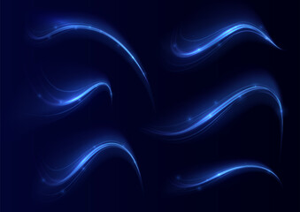 Wall Mural - blue glowing shiny lines effect vector background. luminous white lines of speed. light glowing effe