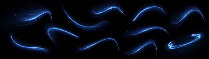 blue glowing shiny lines effect vector background. luminous white lines of speed. light glowing effe