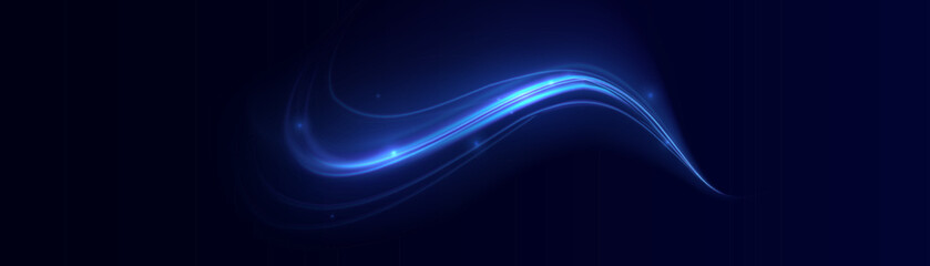 Wall Mural - blue glowing shiny lines effect vector background. luminous white lines of speed. light glowing effe