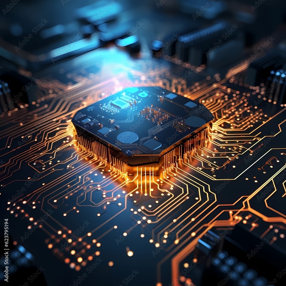 Circuit board, brain, Artificial Intelligence( AI) , futuristic, coding ...