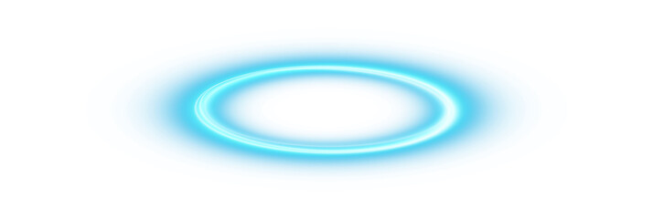 Wall Mural - Blue halo angel ring Isolated on transparent background. Abstract light lines of movement and speed. Light ellipse. Galaxy Glint. Glowing podium. Space tunnel. Light everyday glowing effect.